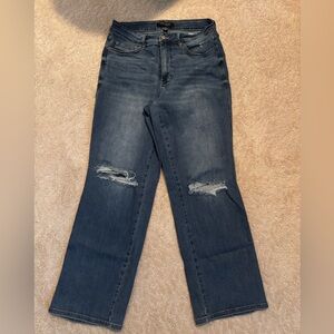 Judy Blue Dark Blue Distressed Tummy Control Wide Leg Jeans size 14W